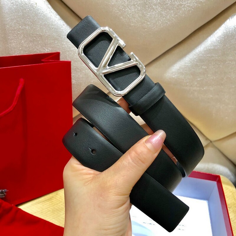 Plain calfskin dual-use belt Version 3.0 large V buckle women's belt fashion bright buckle waist ornament women's belt