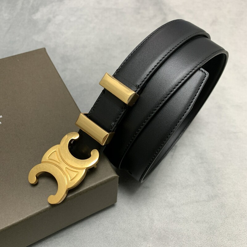 Stylish double hardware ring 2.5cm belt denim belt with smooth buckle belt versatile calfskin waist belt