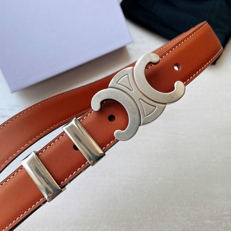 Stylish double hardware ring 2.5cm belt denim belt with smooth buckle belt versatile calfskin waist belt
