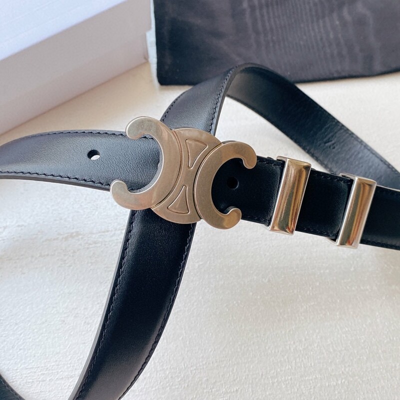 Stylish double hardware ring 2.5cm belt denim belt with smooth buckle belt versatile calfskin waist belt