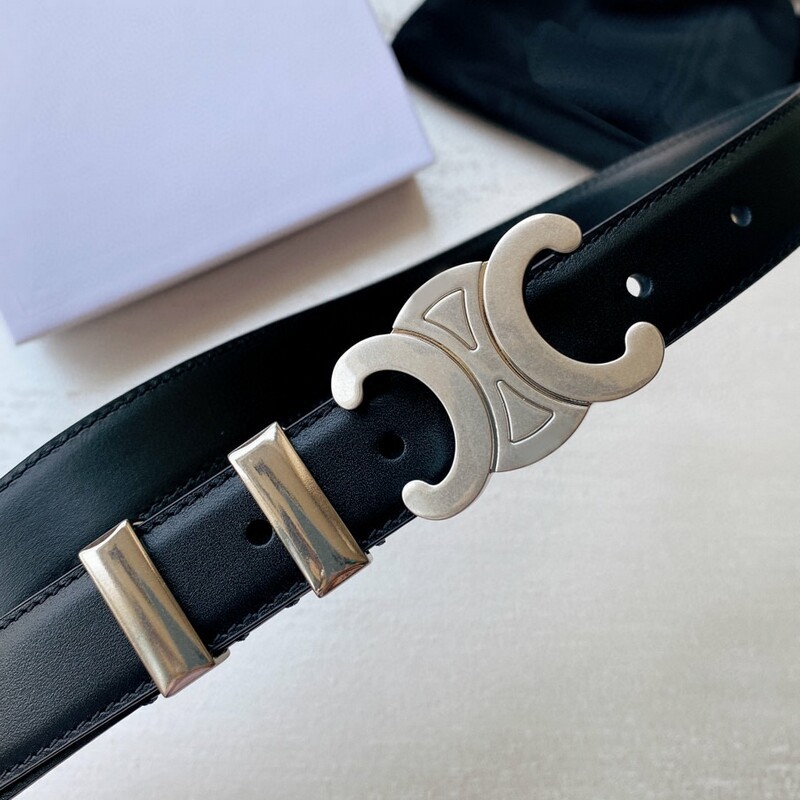 Stylish double hardware ring 2.5cm belt denim belt with smooth buckle belt versatile calfskin waist belt