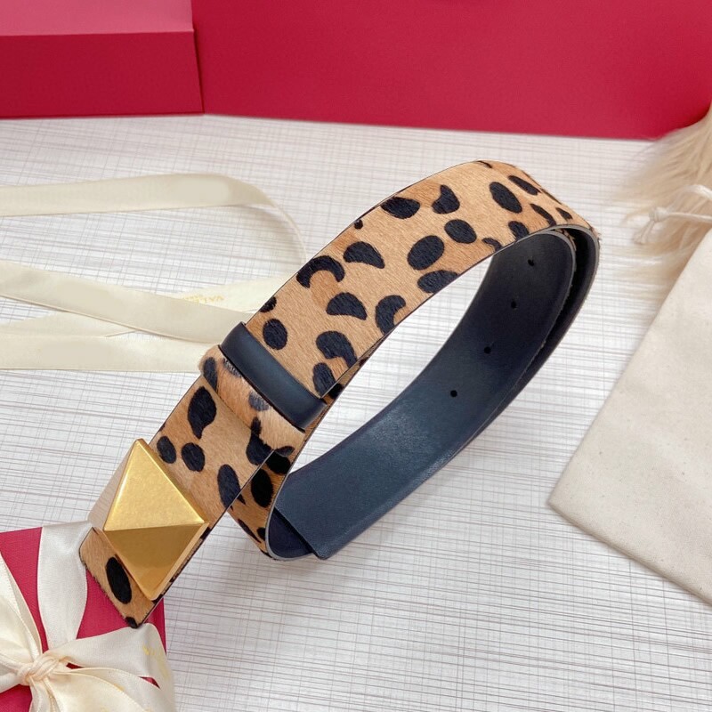 Women's belt in camouflage color plain double cowhide 4.0 dual-use plate buckle belt personality pyramid accessories belt