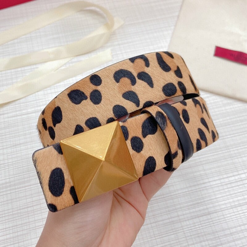 Women's belt in camouflage color plain double cowhide 4.0 dual-use plate buckle belt personality pyramid accessories belt