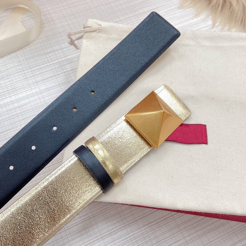 Women's belt in camouflage color plain double cowhide 4.0 dual-use plate buckle belt personality pyramid accessories belt