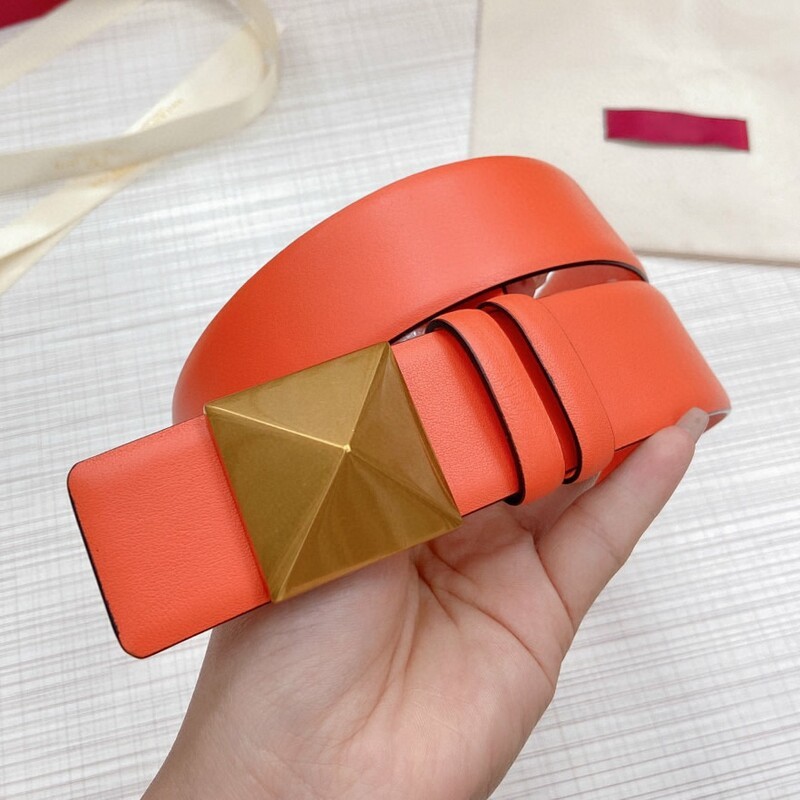 Women's belt in camouflage color plain double cowhide 4.0 dual-use plate buckle belt personality pyramid accessories belt