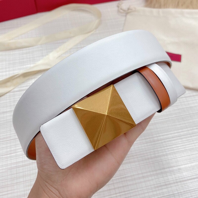 Women's belt in camouflage color plain double cowhide 4.0 dual-use plate buckle belt personality pyramid accessories belt