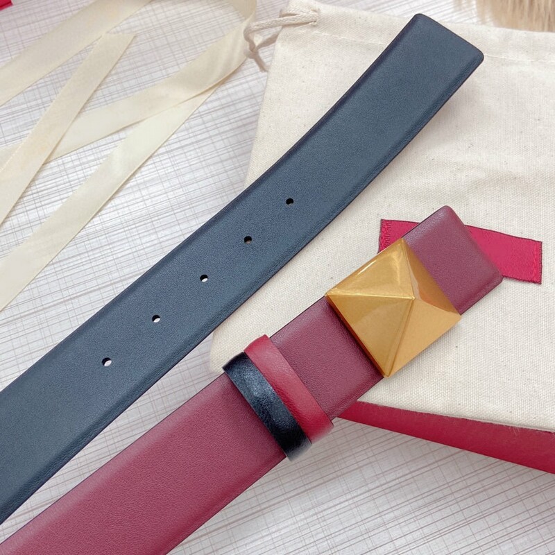 Women's belt in camouflage color plain double cowhide 4.0 dual-use plate buckle belt personality pyramid accessories belt