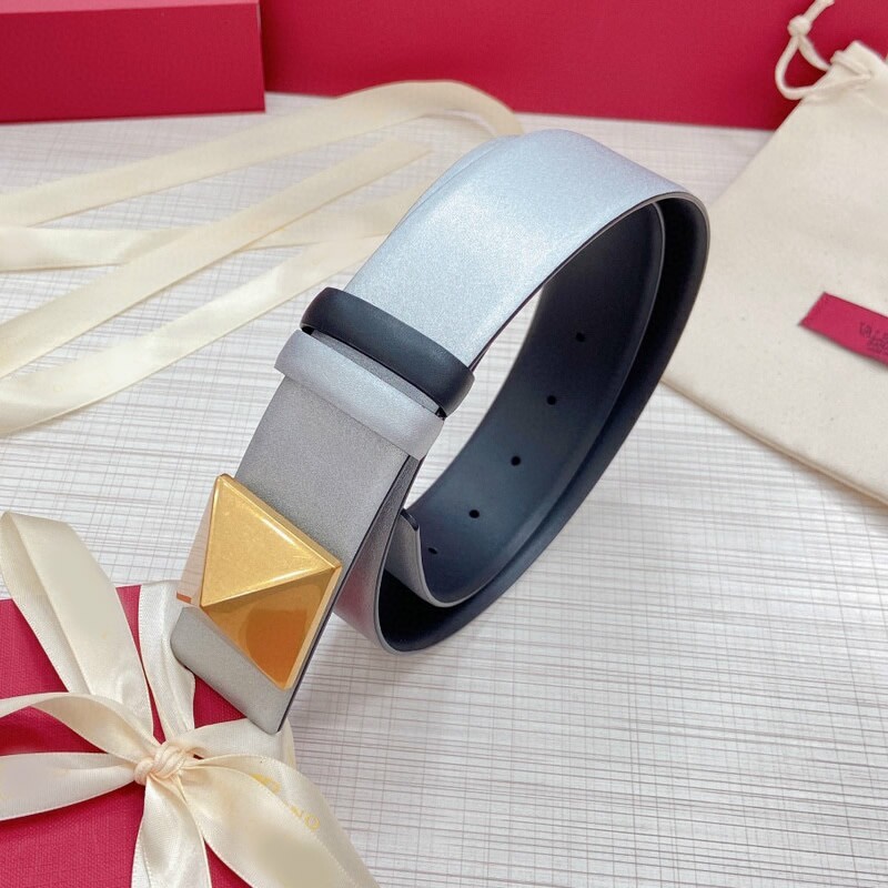 Women's belt in camouflage color plain double cowhide 4.0 dual-use plate buckle belt personality pyramid accessories belt