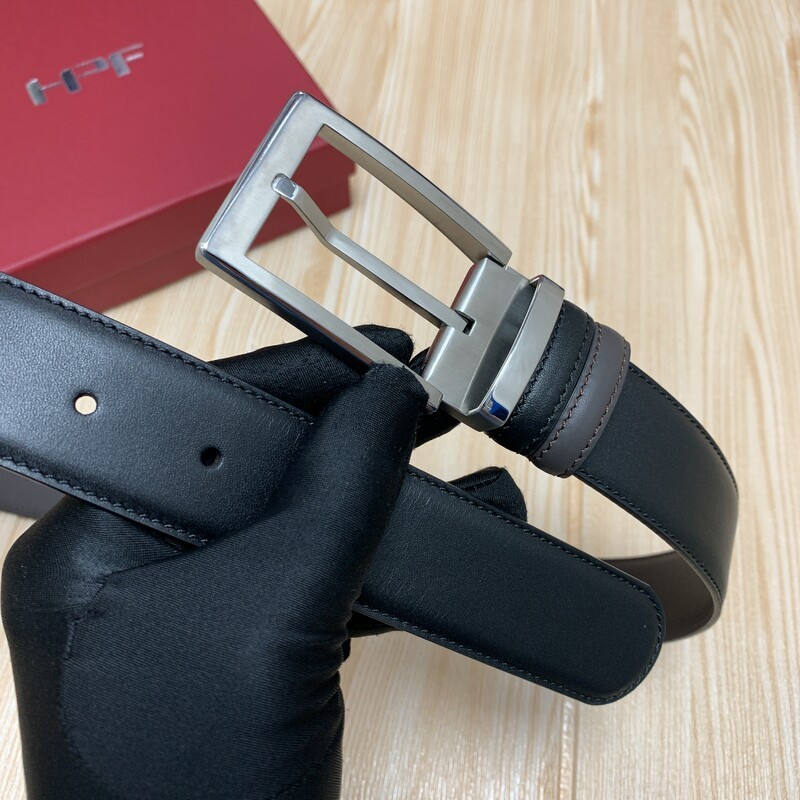 Business men's belt cowhide first layer needle steel buckle belt 3.5 men's formal wear belt suit belt