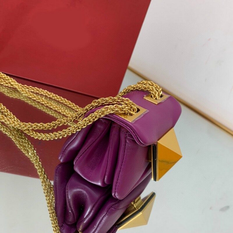 Mini size soft suede bag chain small handbag decoration oversized rivets chain bag magnetic buckle open and close soft sheep leather lining backpack