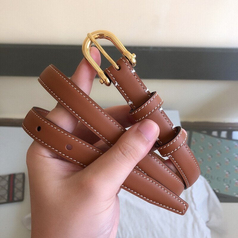 Sleek calfskin slim waist needle buckle belt trend wind 1.8cm women's denim belt is a leather needle belt