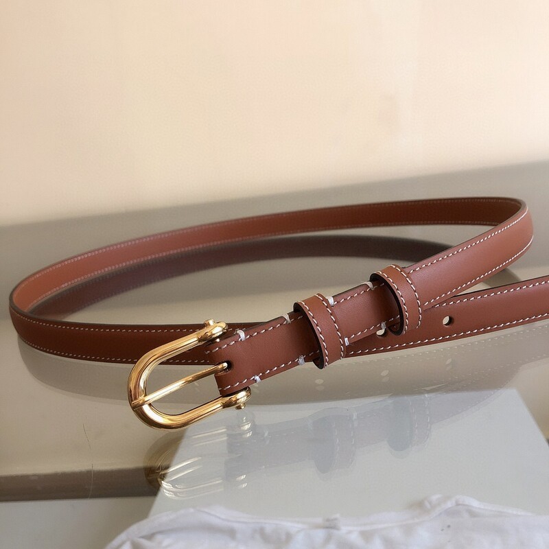 Sleek calfskin slim waist needle buckle belt trend wind 1.8cm women's denim belt is a leather needle belt