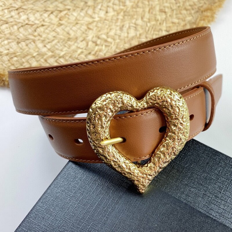 Women's leather decorative belt 3.0 versatile women's belt waist personality heart-shaped copper needle buckle belt