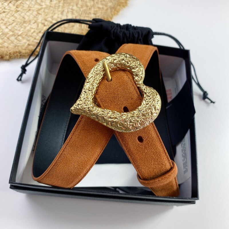 Women's leather decorative belt 3.0 versatile women's belt waist personality heart-shaped copper needle buckle belt