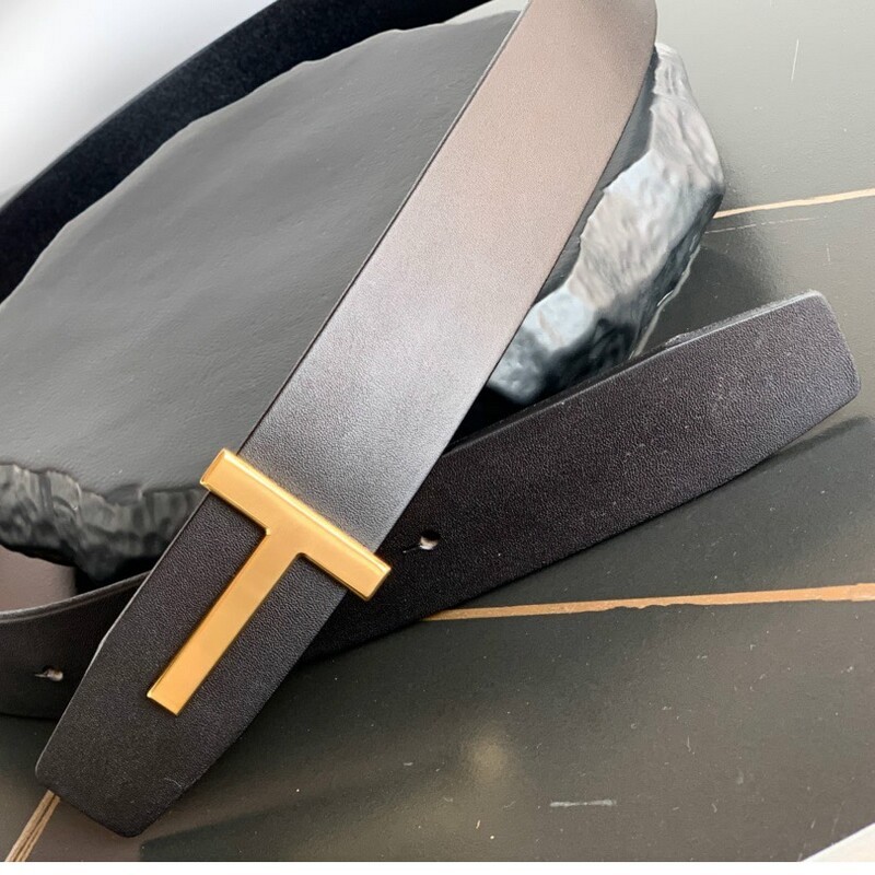 Business men's high quality leather belt end plate buckle T-buckle simple 4.0 stainless steel buckle full head layer leather