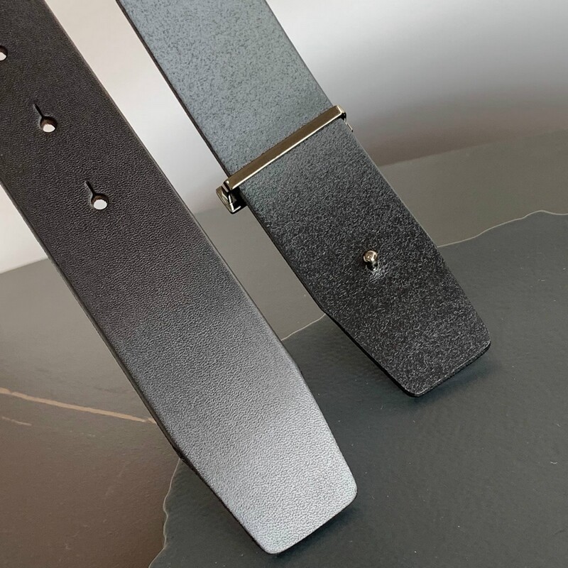 Business men's high quality leather belt end plate buckle T-buckle simple 4.0 stainless steel buckle full head layer leather