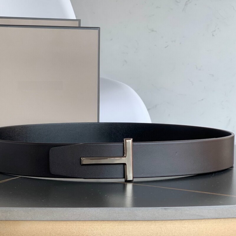 Business men's high quality leather belt end plate buckle T-buckle simple 4.0 stainless steel buckle full head layer leather