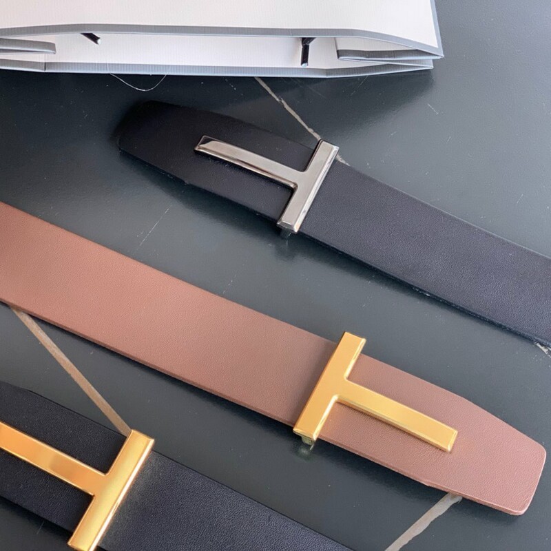 Business men's high quality leather belt end plate buckle T-buckle simple 4.0 stainless steel buckle full head layer leather