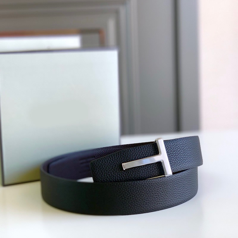 Business men's leather belt High quality double leather stainless steel T buckle leather belt Listripe 4.0 simple west wear belt