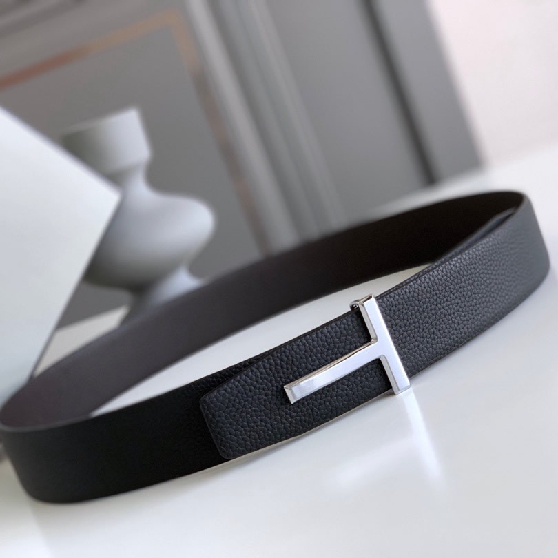 Business men's leather belt High quality double leather stainless steel T buckle leather belt Listripe 4.0 simple west wear belt