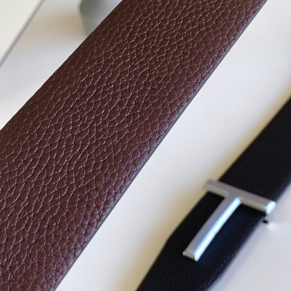 Business men's leather belt High quality double leather stainless steel T buckle leather belt Listripe 4.0 simple west wear belt