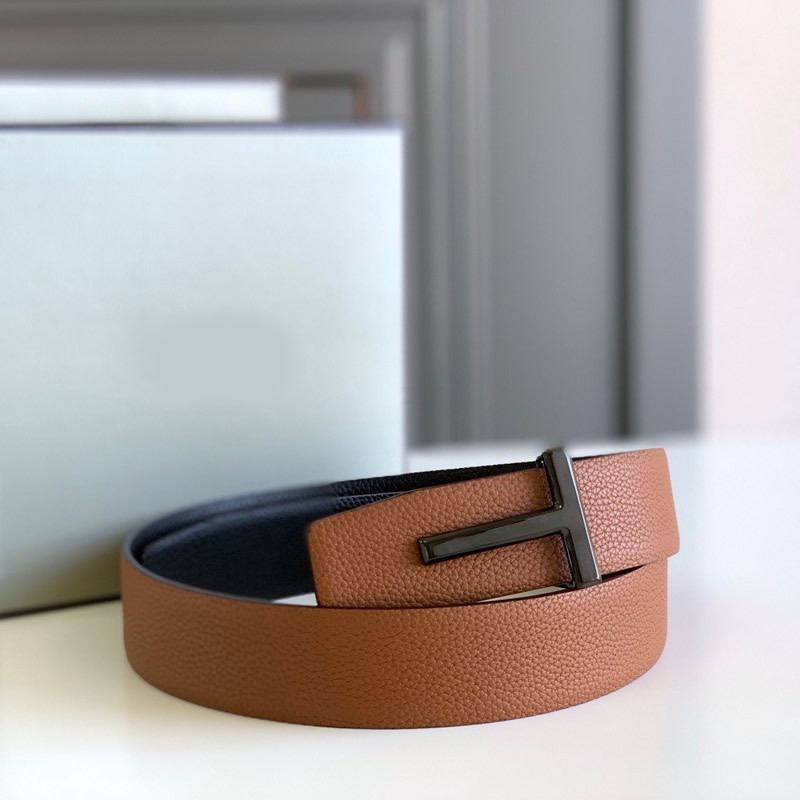 Business men's leather belt High quality double leather stainless steel T buckle leather belt Listripe 4.0 simple west wear belt