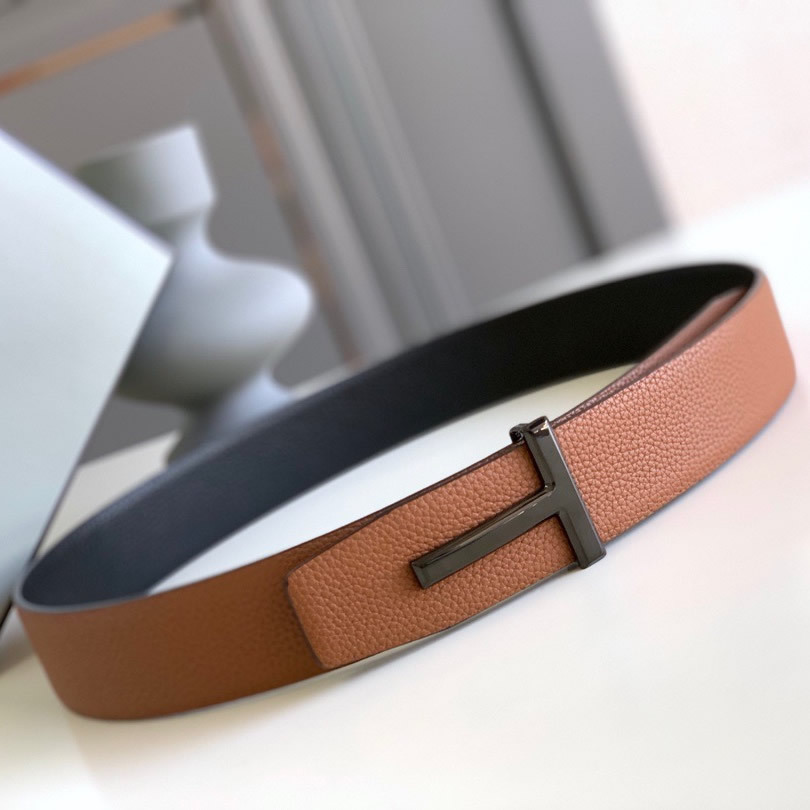 Business men's leather belt High quality double leather stainless steel T buckle leather belt Listripe 4.0 simple west wear belt