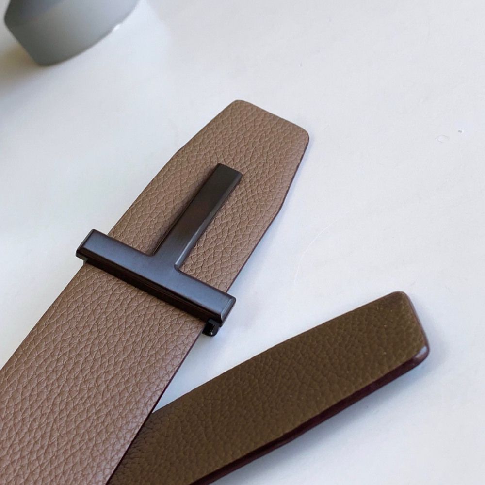 Business men's leather belt High quality double leather stainless steel T buckle leather belt Listripe 4.0 simple west wear belt