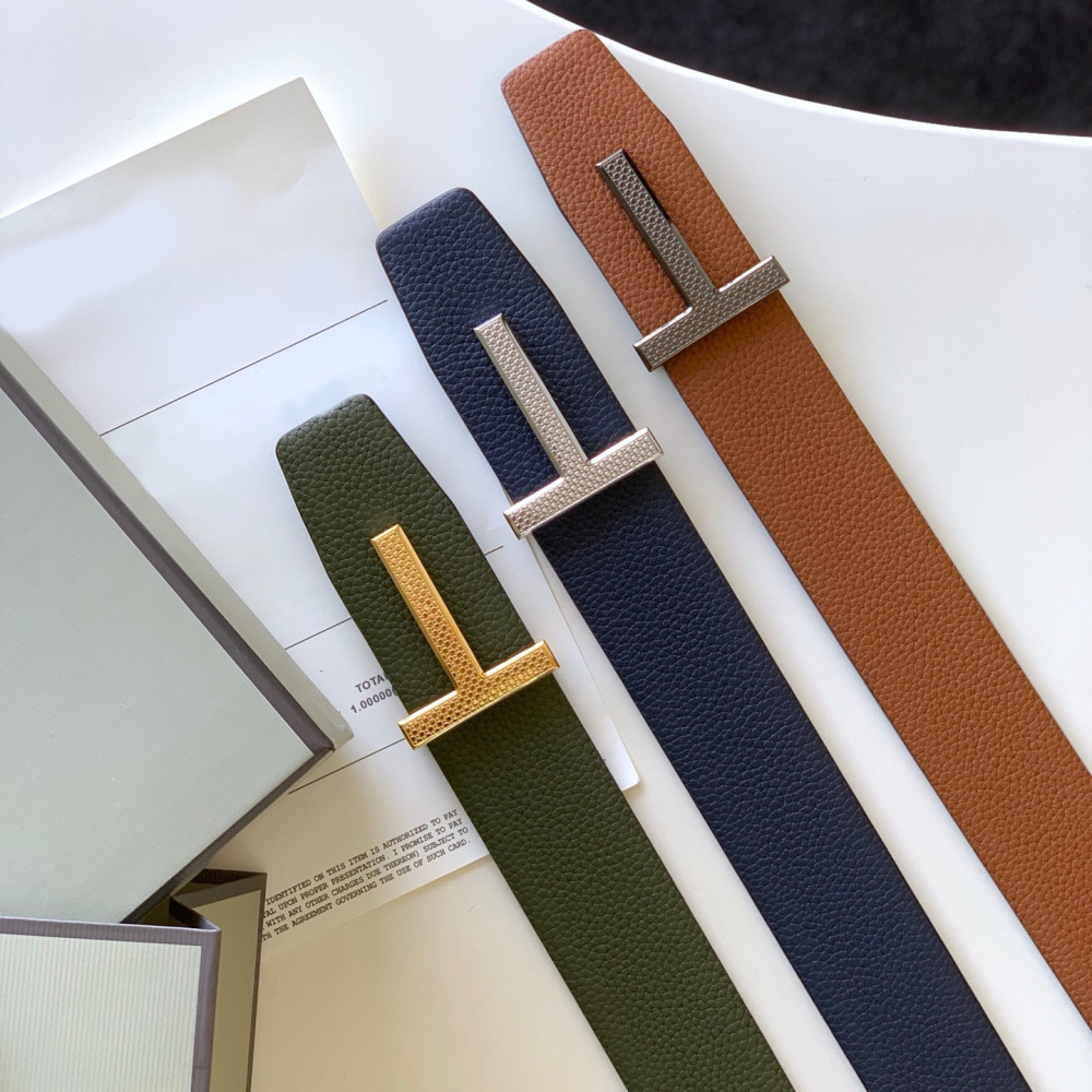 Business men's leather belt High quality double leather stainless steel T buckle leather belt Listripe 4.0 simple west wear belt