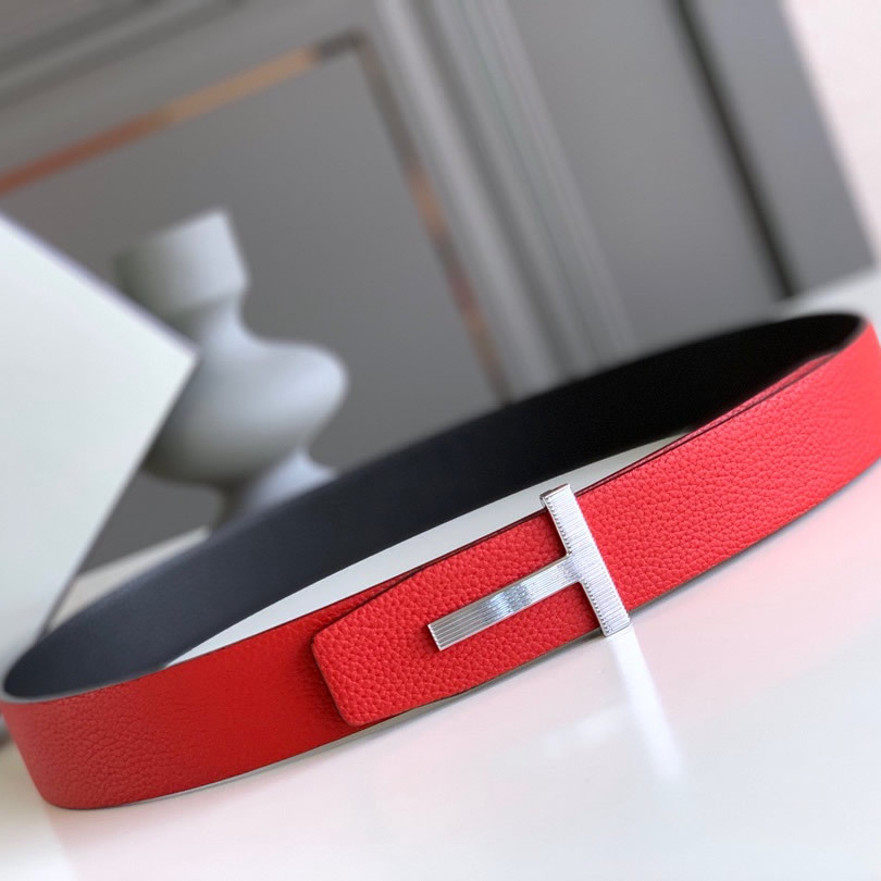 Business men's leather belt High quality double leather stainless steel T buckle leather belt Listripe 4.0 simple west wear belt