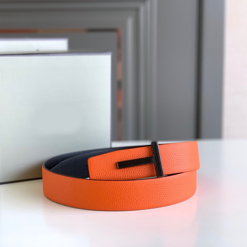 Business men's leather belt High quality double leather stainless steel T buckle leather belt Listripe 4.0 simple west wear belt