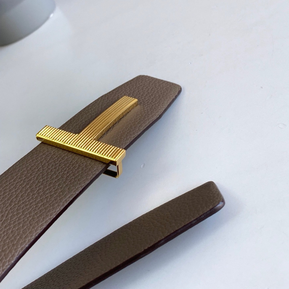 Business men's leather belt High quality double leather stainless steel T buckle leather belt Listripe 4.0 simple west wear belt