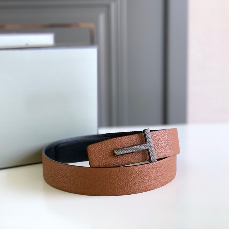 Business men's leather belt High quality double leather stainless steel T buckle leather belt Listripe 4.0 simple west wear belt