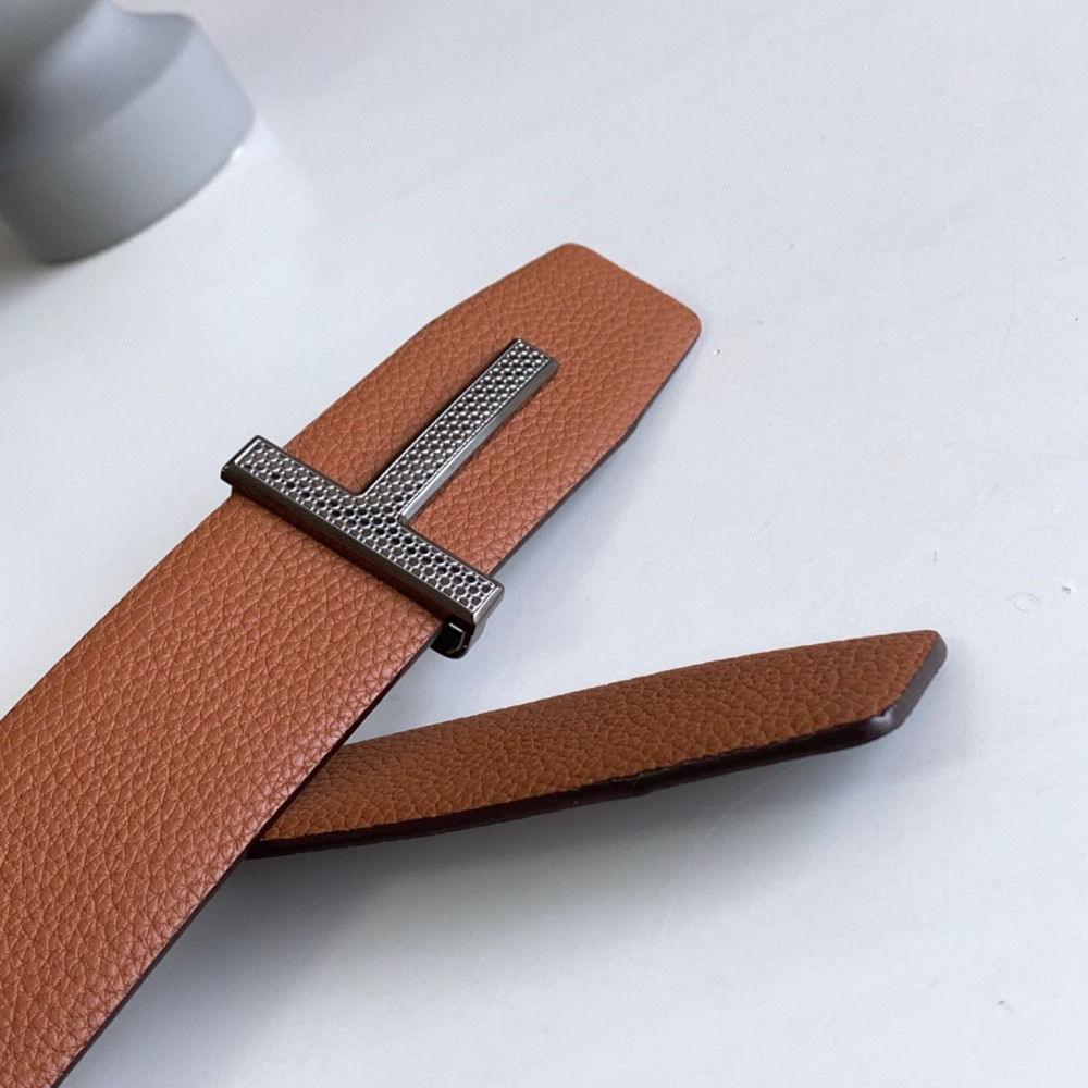 Business men's leather belt High quality double leather stainless steel T buckle leather belt Listripe 4.0 simple west wear belt