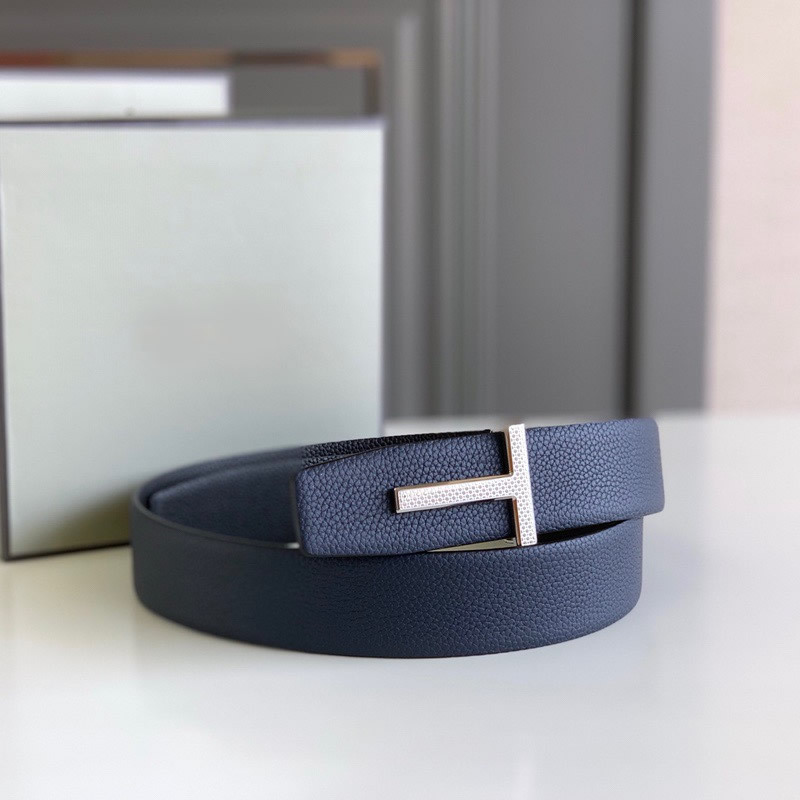 Business men's leather belt High quality double leather stainless steel T buckle leather belt Listripe 4.0 simple west wear belt