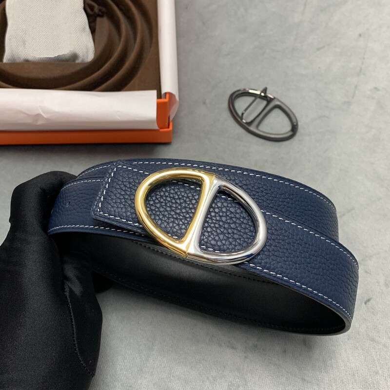 Double-sided leather buckle belt formal men's steel buckle pants jeans 3.2CM all cowhide two-color buckle belt