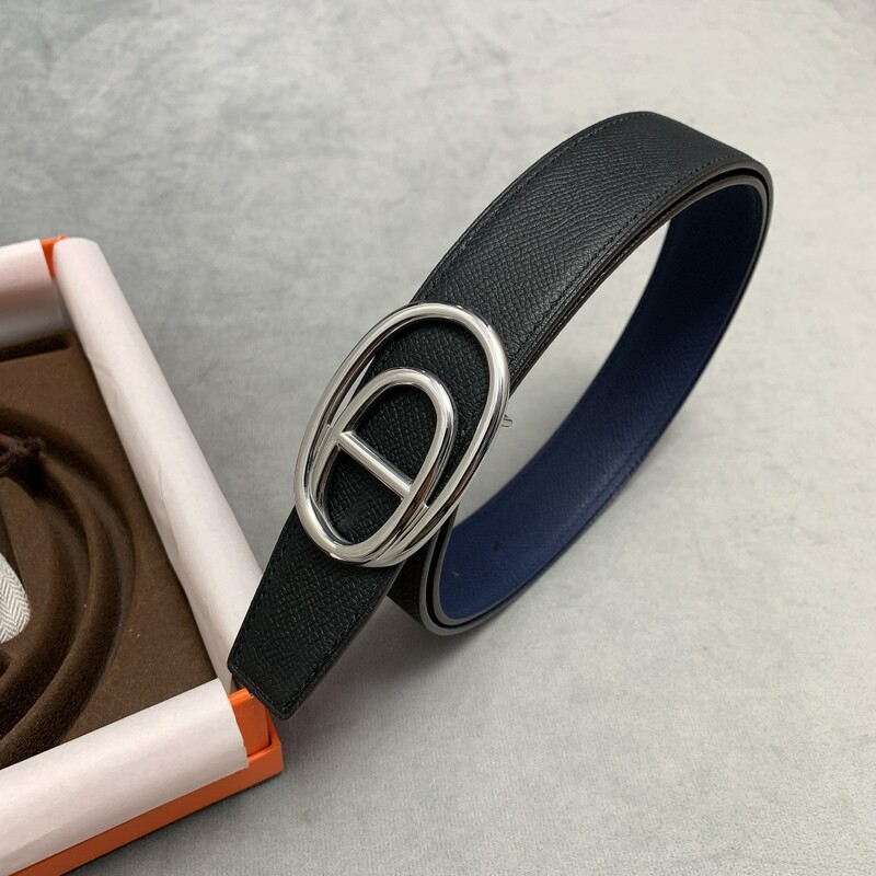 Cowhide hand palmprint leather women's 3.2CM head layer cowhide dual-use style simple all-matching suit denim belt