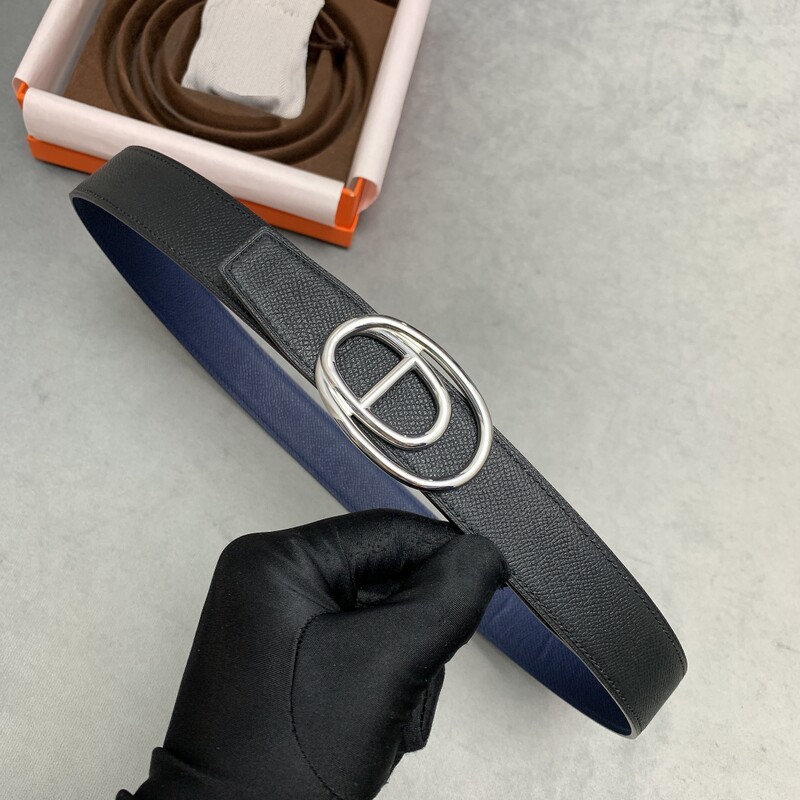 Cowhide hand palmprint leather women's 3.2CM head layer cowhide dual-use style simple all-matching suit denim belt