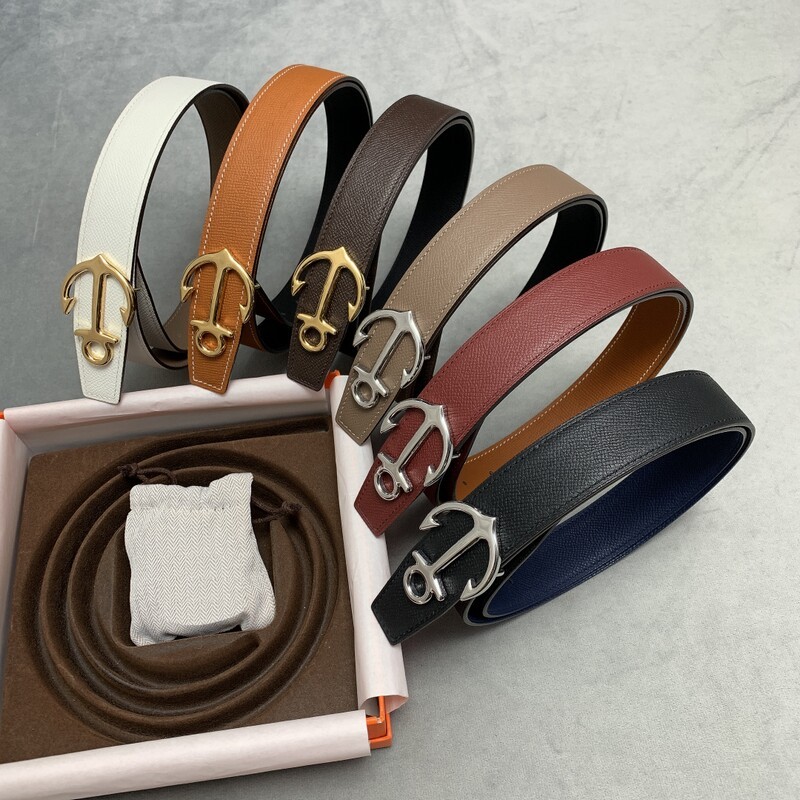 Dual-use model 3.2 Genuine leather Women's palm print right leather suit Belt Stainless steel buckle Belt Linse delicate belt