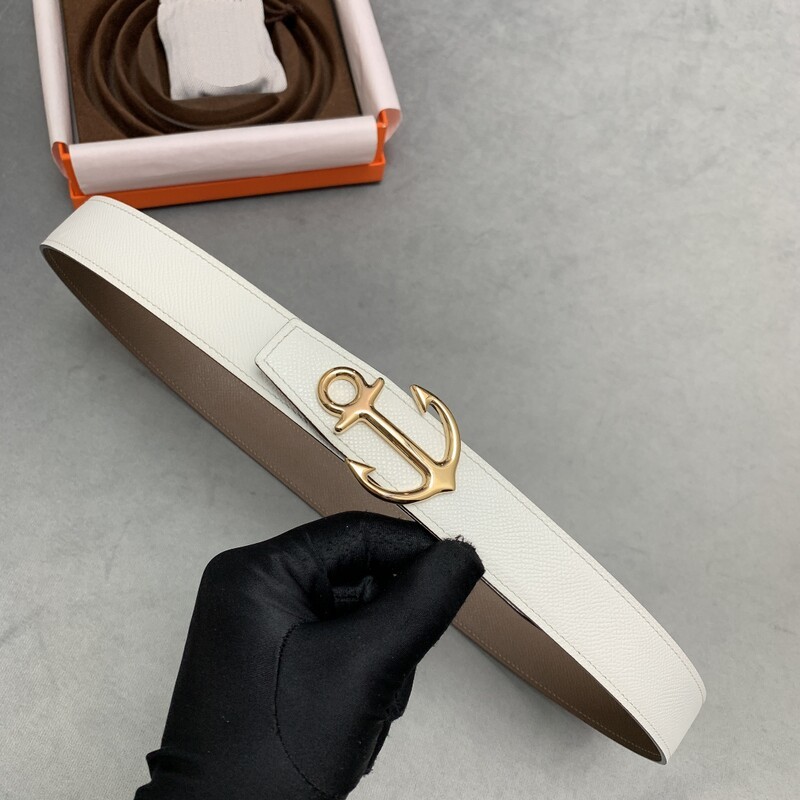 Dual-use model 3.2 Genuine leather Women's palm print right leather suit Belt Stainless steel buckle Belt Linse delicate belt