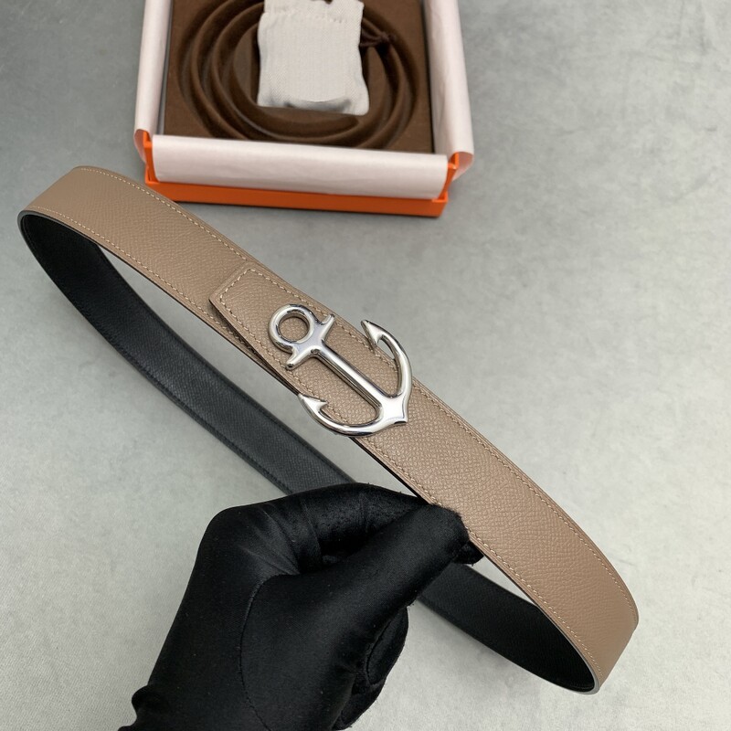 Dual-use model 3.2 Genuine leather Women's palm print right leather suit Belt Stainless steel buckle Belt Linse delicate belt