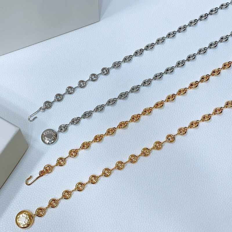 Fashionized waist accessory - waist chain. Women's summer dress trim. Yellow brass chain combined with hardware belt chain.