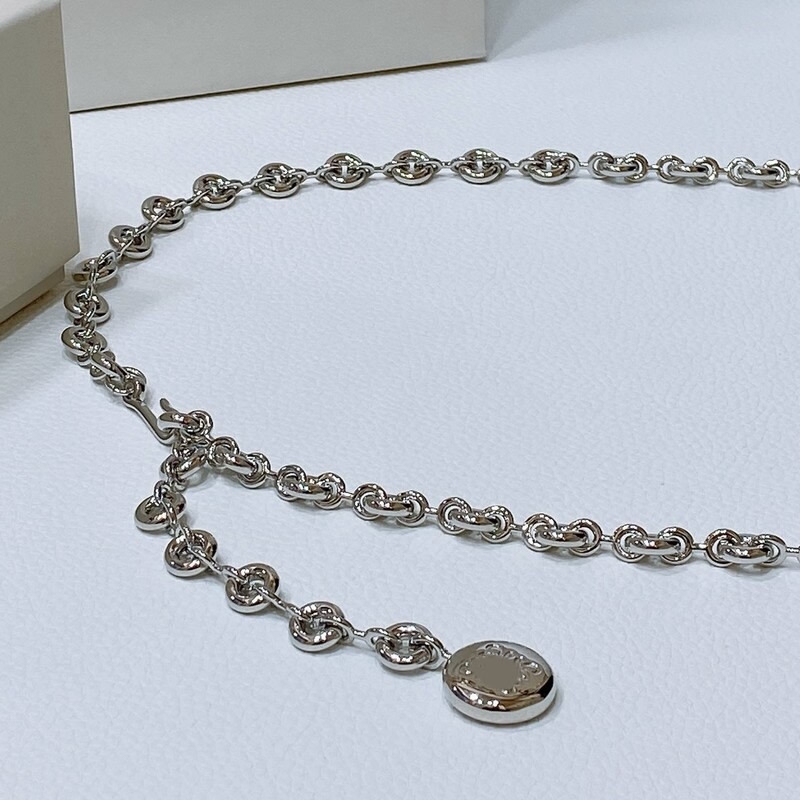 Fashionized waist accessory - waist chain. Women's summer dress trim. Yellow brass chain combined with hardware belt chain.