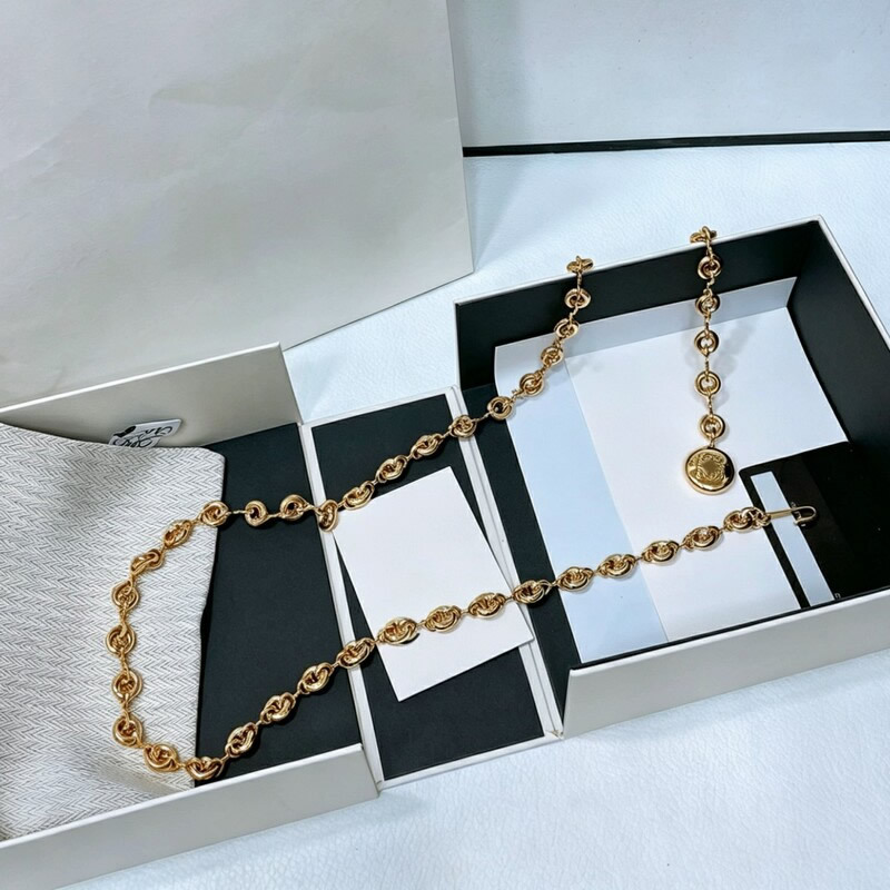 Fashionized waist accessory - waist chain. Women's summer dress trim. Yellow brass chain combined with hardware belt chain.