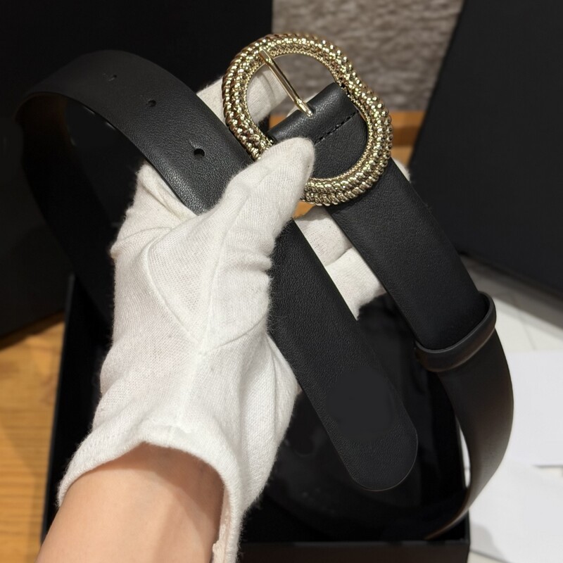 Fashion trend genuine leather belt with brass buckle-style waist accessory for denim 3CM summer shorts, simple and classic leather belt for women