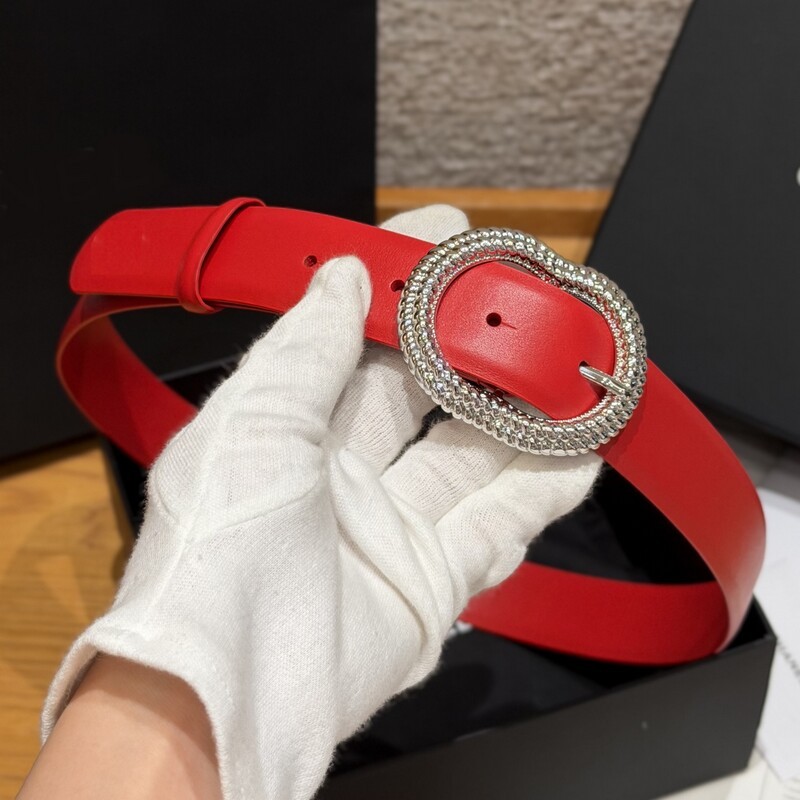 Fashion trend genuine leather belt with brass buckle-style waist accessory for denim 3CM summer shorts, simple and classic leather belt for women