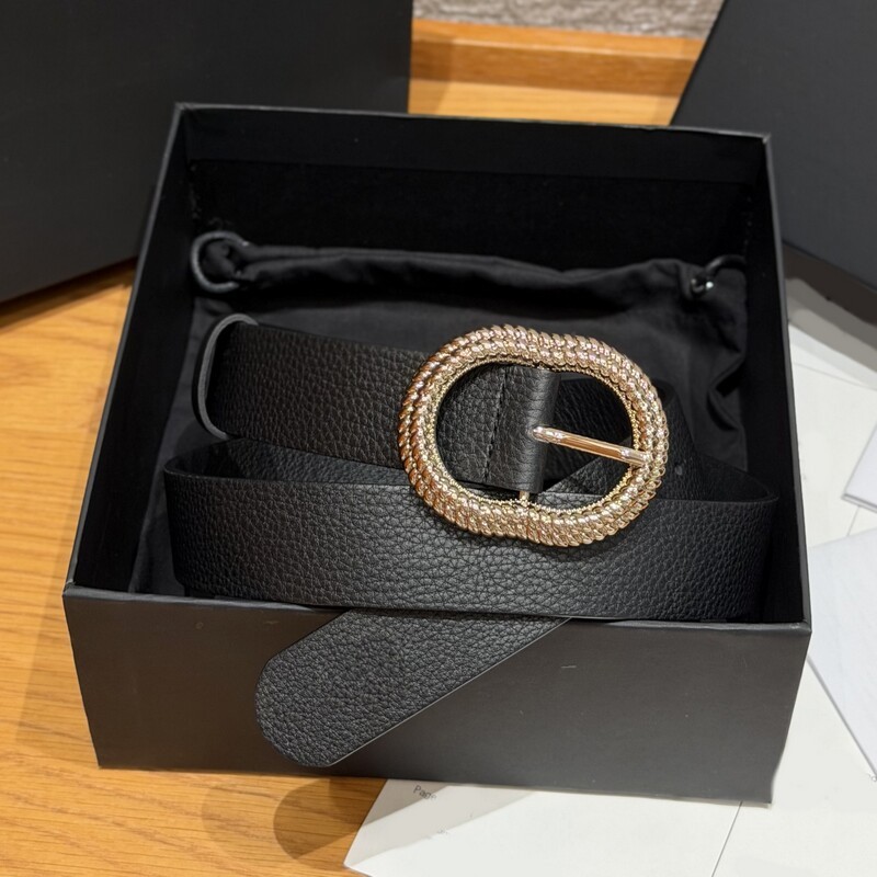 Fashion trend genuine leather belt with brass buckle-style waist accessory for denim 3CM summer shorts, simple and classic leather belt for women