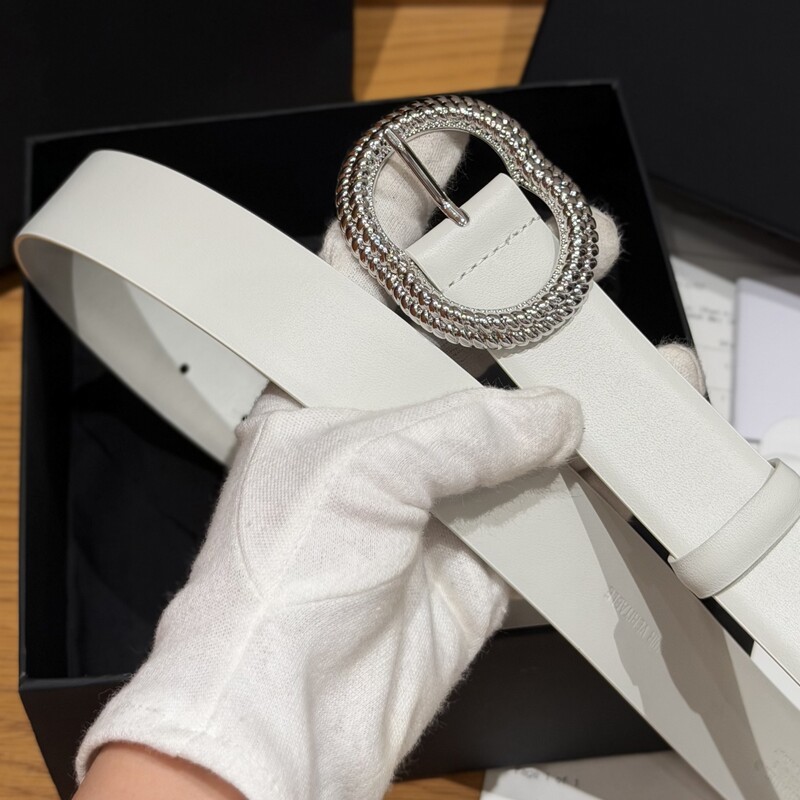 Fashion trend genuine leather belt with brass buckle-style waist accessory for denim 3CM summer shorts, simple and classic leather belt for women