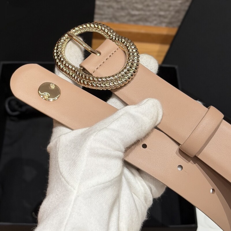 Fashion trend genuine leather belt with brass buckle-style waist accessory for denim 3CM summer shorts, simple and classic leather belt for women
