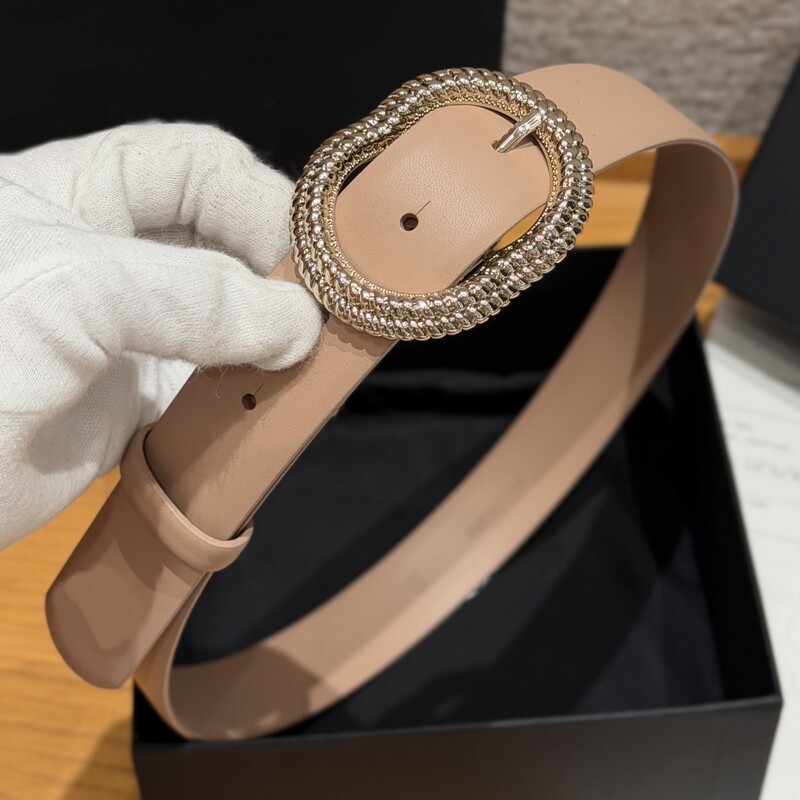 Fashion trend genuine leather belt with brass buckle-style waist accessory for denim 3CM summer shorts, simple and classic leather belt for women